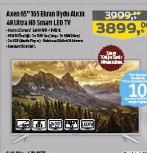 Axen 65 inç 165 Ekran Uydu Alıcılı 4K Ultra HD Smart Led TV