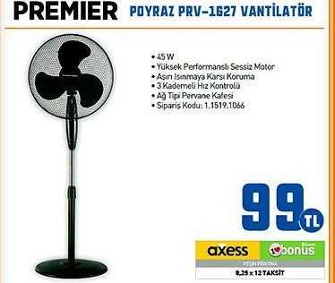Premier Poyraz PRV-1627 Vantilatör