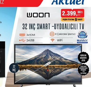 Woon 32 Inch Smart Uydu Alıcılı Tv