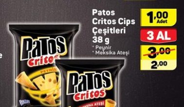 Patos Critos Cips Çeşitleri 38 g