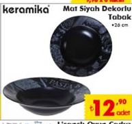 Keramika Siyah Dekorlu Tabak