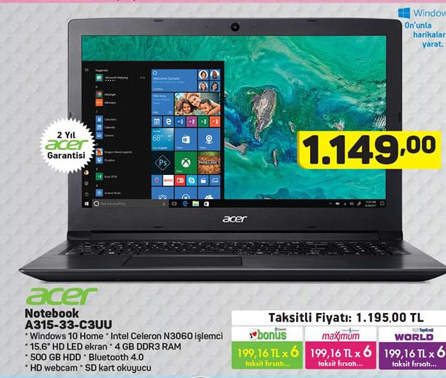 Acer Notebook A315-33-C3UU