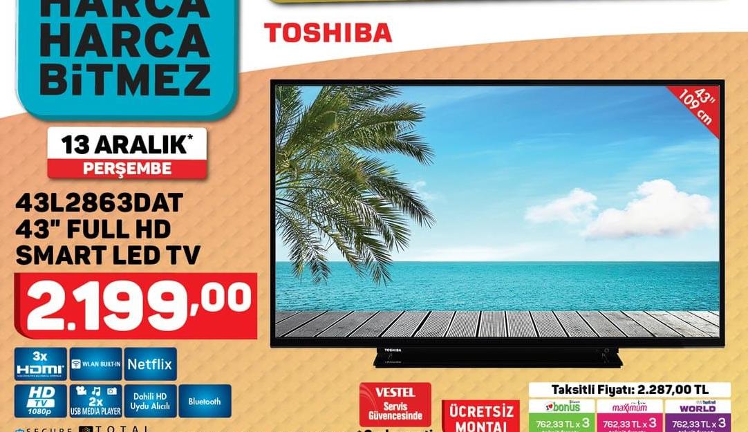 Toshiba 43L2863DAT 43 Full HD Smart Led Tv