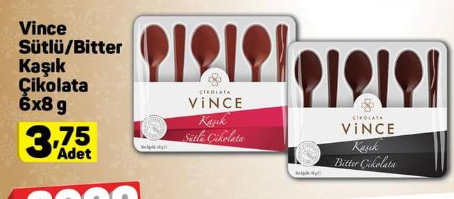 Vince Sütlü Bitter Kaşık Çikolata