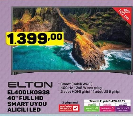 Elton EL40DLK0938 40 inç Full Hd Smart Uydu Alıcılı Led Tv