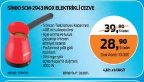 Sinbo Elektrikli Cezve İnox SCM 2943