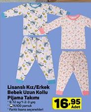 Lisanslı Kız/Erkek Bebek Uzun Kollu Pijama Takımı