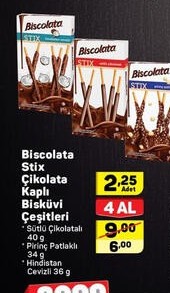 Biscolata Stix Çikolata Kaplı Bisküvi