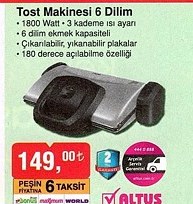 Tost Makinesi 6 Dilim