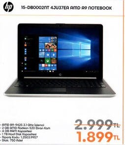 HP 15-DB0002NT 4JU37EA AMD A9 Notebook