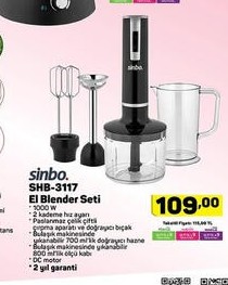 Sinbo SHB-3117 El Blender Seti