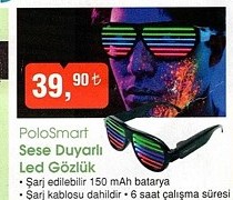 PoloSmart Sese Duyarlı Led Gözlük