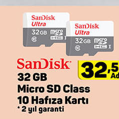 SanDisk 32 GB Micro SD Class 10 Hafıza Kartı