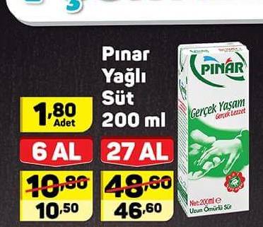 Pınar Yağlı Süt