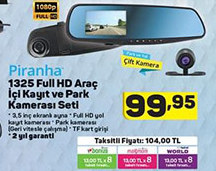 Piranha 1325 Full HD Araç İçi Kayıt ve Park Kamera Seti