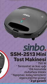 Sinbo SSM-2513 Mini Tost Makinesi