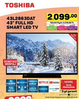 Toshiba 43L2863DAT 43 inç Full Hd Smart Led TV