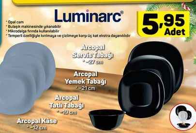 Luminarc Servis Tabağı Yemek Tabağı Tatlı Tabağı Kase