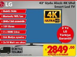 LG 43 inç Uydu Alıcılı UHD Smart Led Tv 
