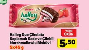 Halley Duo Çikolata Kaplamalı Sade ve Çilekli Marshmallowlu Bisküvi