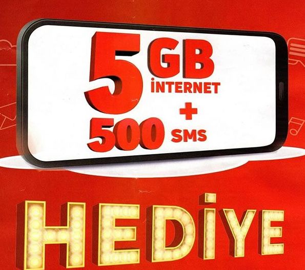 BİMCELL 5GB İNTERNET + 500 SMS HEDİYE