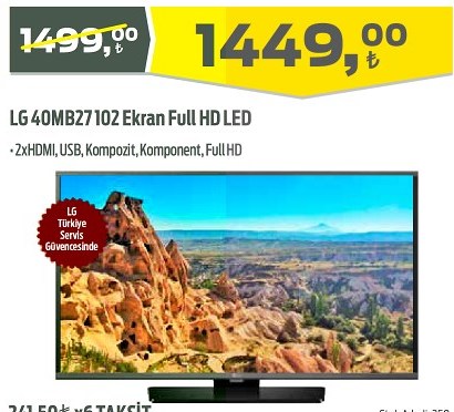 LG 40MB27102 Ekran Full HD LED TV