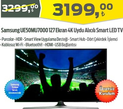 Samsung UE50MU7000 127 Ekran 4K Uydu Alıcılı Smart LED TV