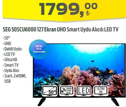 SEG 50SC6000 127 Ekran UHD Smart Uydu Alıcılı LED TV