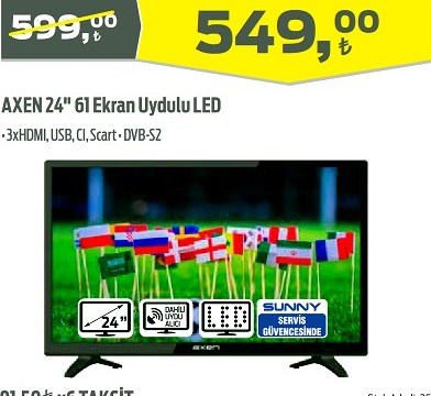 AXEN 61 Ekran Uydulu LED TV