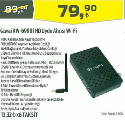 Kawai KW-699f HD Uydu Alıcısı Wi-Fi