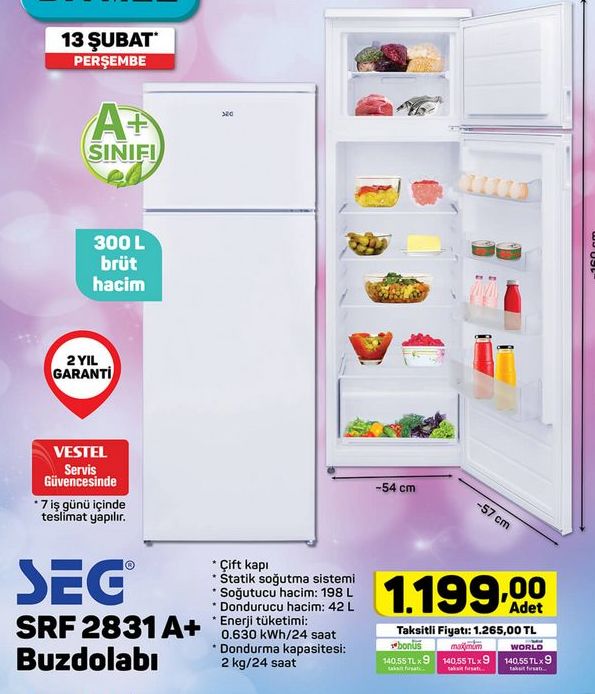 SEG SRF 2831A+ Buzdolabı