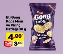 Eti Gong Pops Mısır ve Pirinç Patlağı 80 g