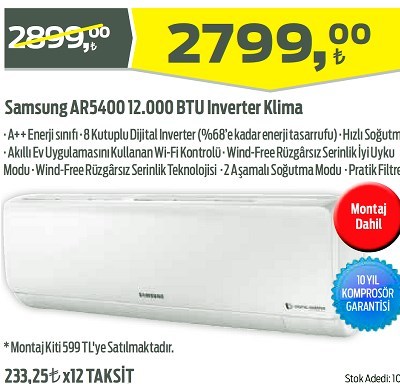 Samsung AR5400 12.000 BTU Inverter Klima