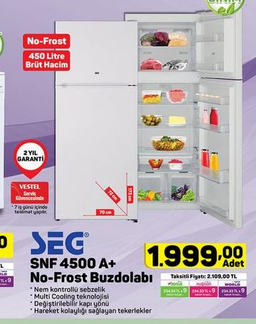 SEG SNF 4500 A+ No-Frost Buzdolabı
