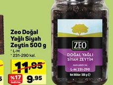 Zeo Doğal Yağlı Siyah Zeytin 500 g