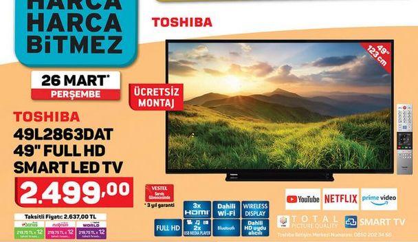 Toshiba 49L2863DAT 49 inç Full Hd Smart Led Tv