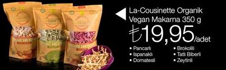La-Cousinette Organik Vegan Makarna 350 g