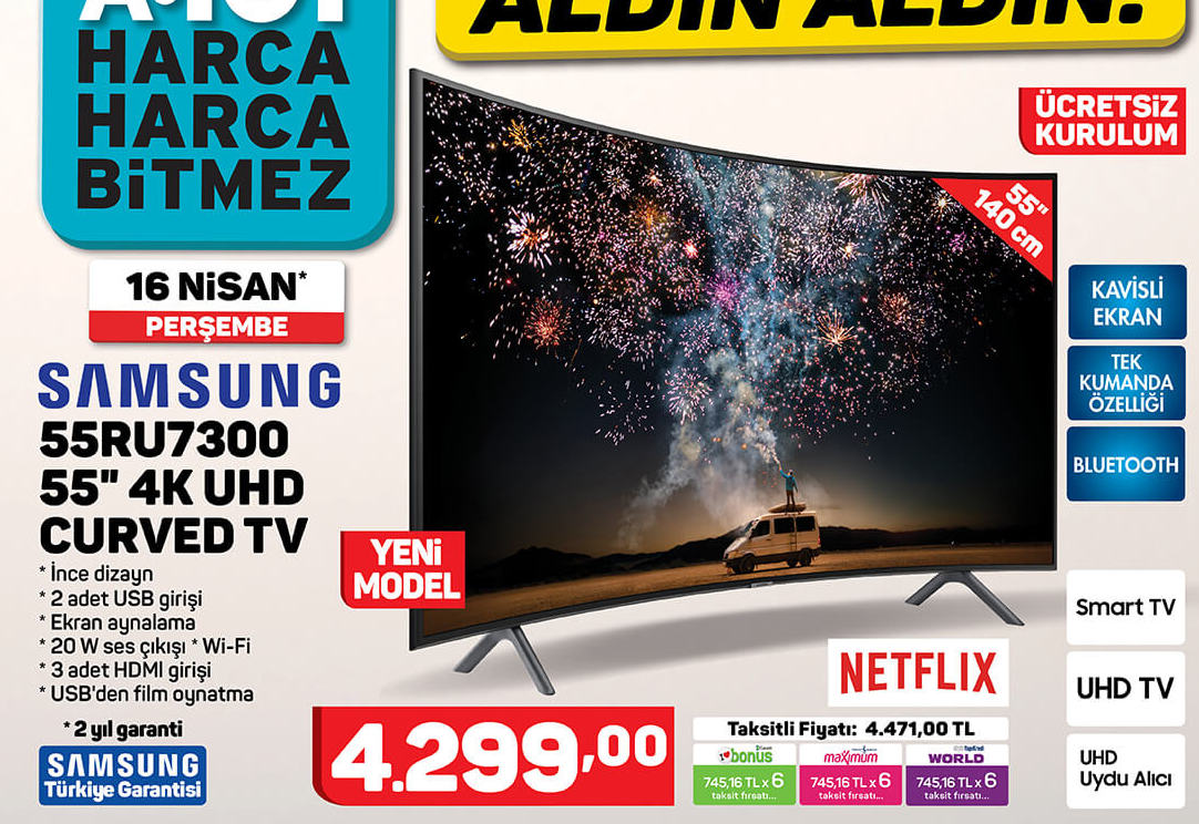 Samsung 55RU7300 55 inç 4K UHD Curved TV