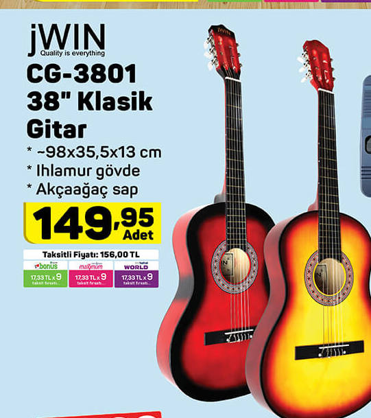 JWIN CG-3801 38 inç Klasik Gitar