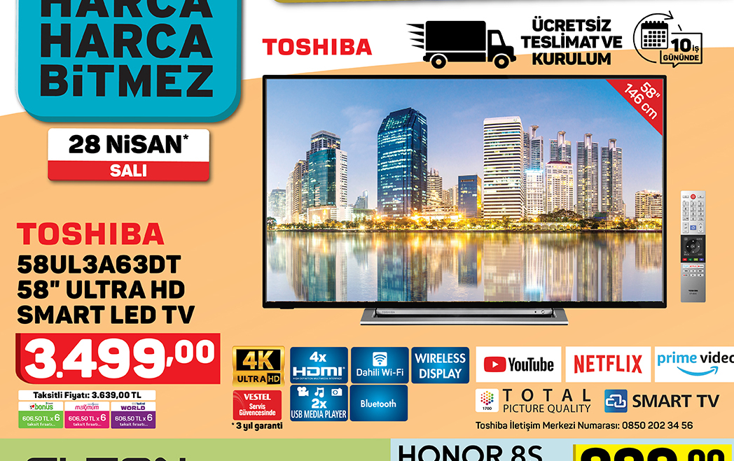 Toshiba 58 inç Ultra Hd Smart Led TV