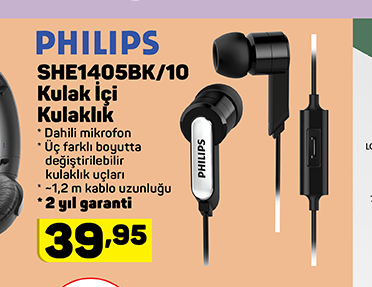 Philips SHE1405BK/10 Kulak İçi Kulaklık