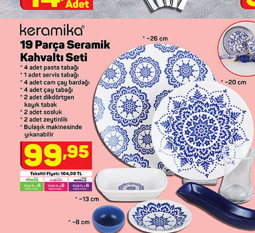 Keramika 19 Parça Seramik Kahvaltı Seti