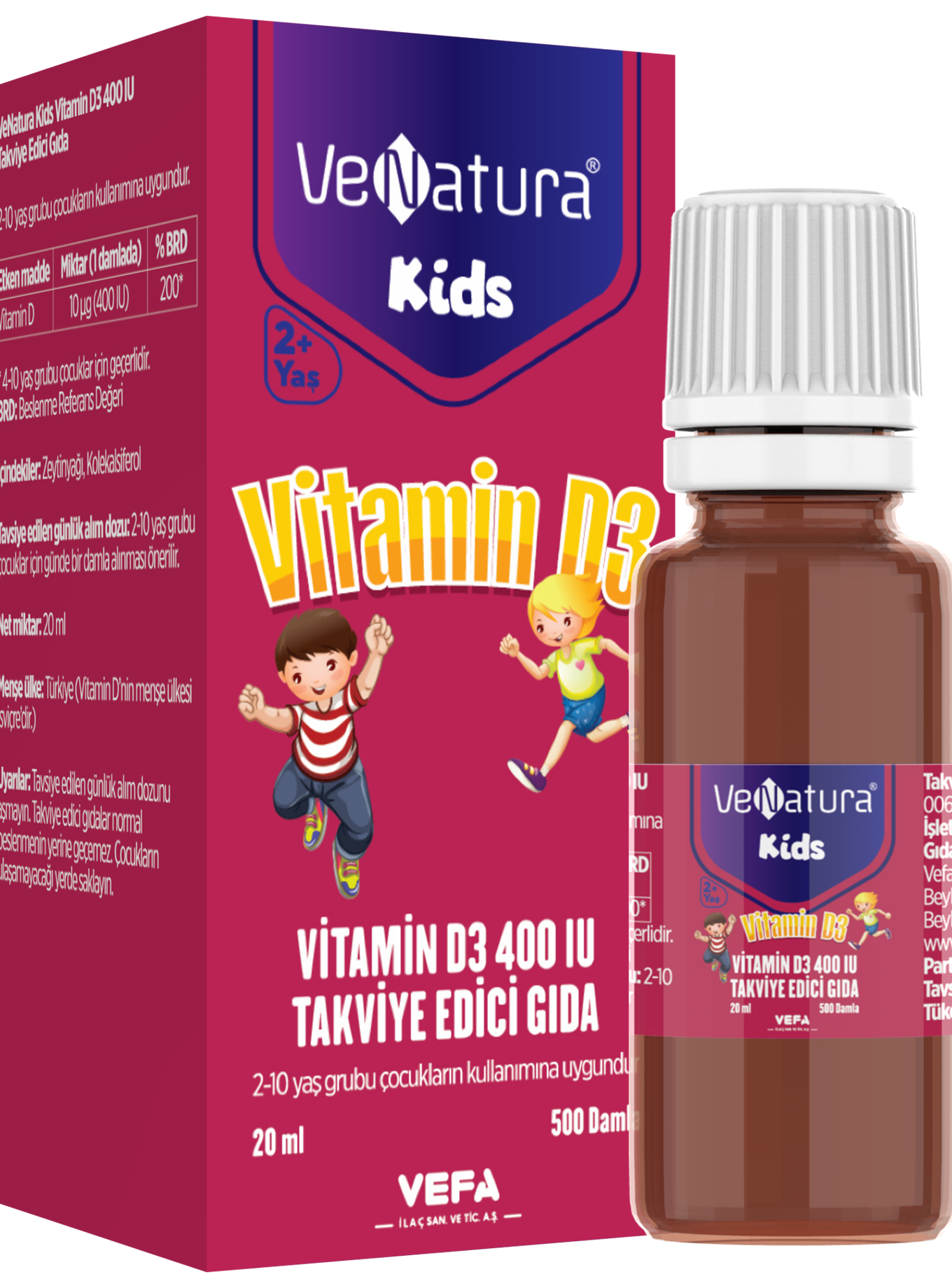 Venatura Kids Vitamin D3 400 UI Takviye Edici Gıda