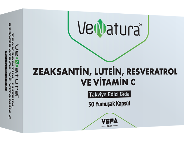 Venatura Zeaksantin, Lutein, Resveratol ve Vitamin C Takviye Edici Gıda 30 Kapsül