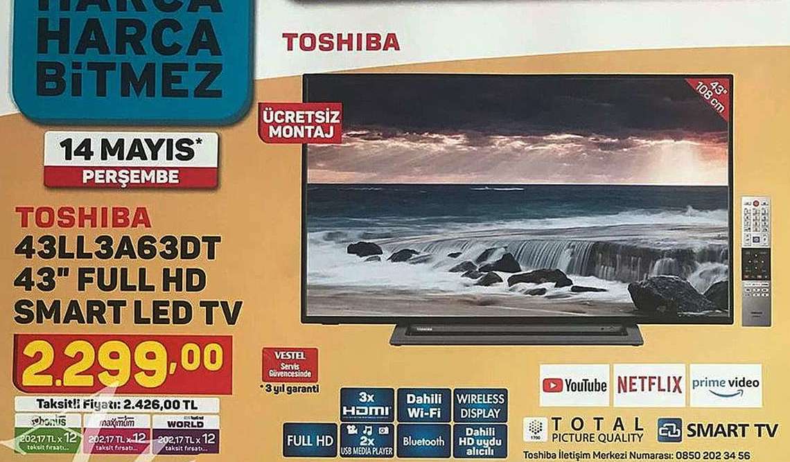 Toshiba 43LL3A63DT 43 inç Full Hd Smart Led Tv