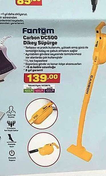 Fantom Carbon DC500 Dikey Süpürge