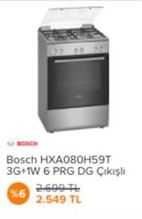 Bosch HXA080H59T 3G 1W 6 PRG DG Çıkışlı Ocaklı Fırın