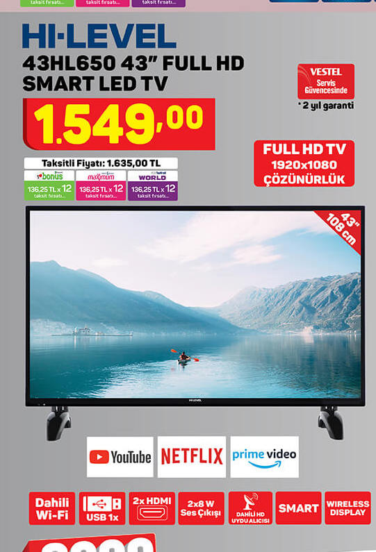 Hi-Level 43HL650 43 inç Full Hd Smart Led Tv