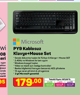 Microsoft PY9 Kablosuz Klavye Mouse Set