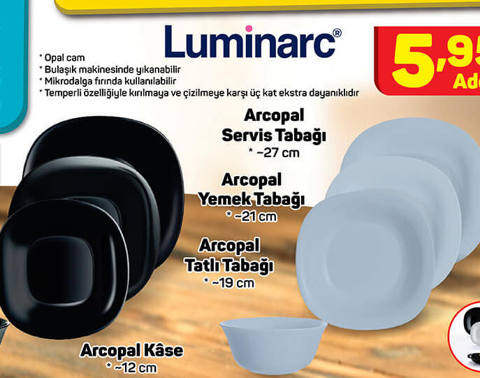 Luminarc Acropal Servis Tabağı - Yemek Tabağı - Tatlı Tabağı - Kase